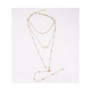 NASZYJNIK CHOKER TRZYCZĘŚCIOWY Z PEREŁKĄ I KRYSZTAŁKAMI
