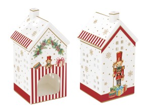 Easy Life/Nuova R2S/Pozzi, porcelanowy świecznik-domek 6,5x6,5x14,5cm