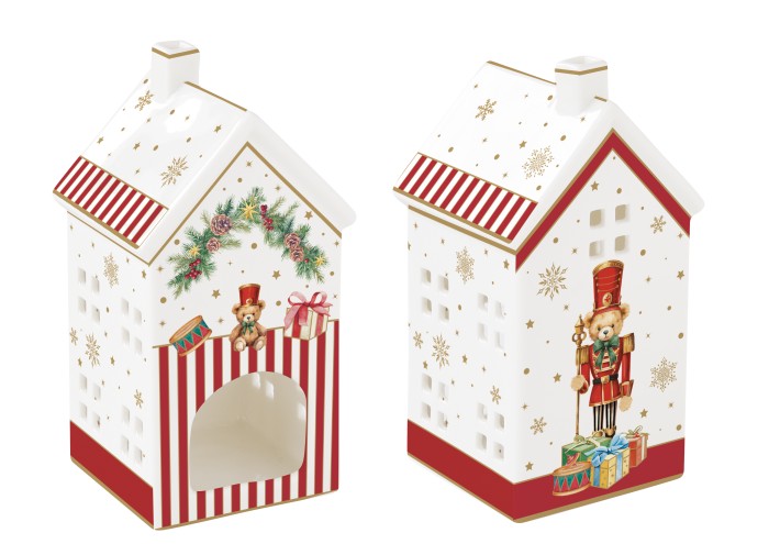 Easy Life/Nuova R2S/Pozzi, porcelanowy świecznik-domek 6,5x6,5x14,5cm